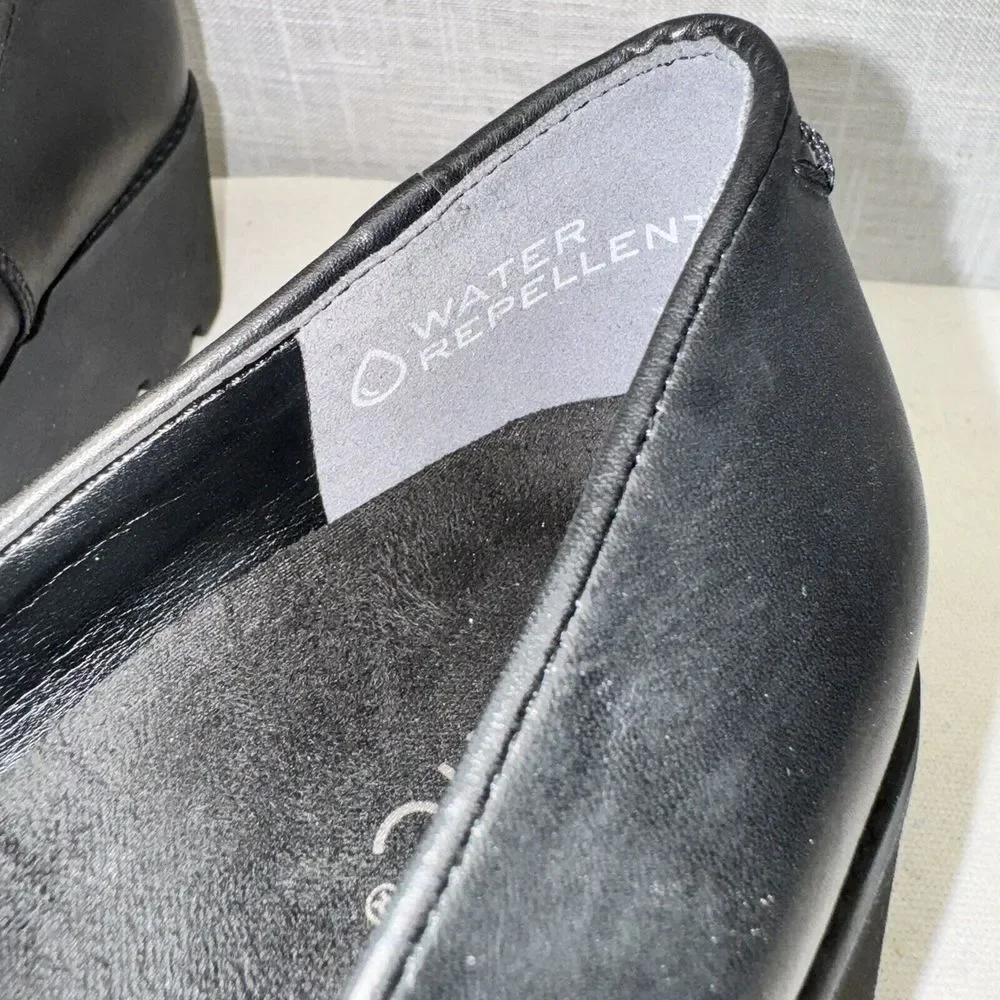 Vionic Willa Wedge Loafers Womens 9.5 Black‎ Water Repellent Lug Sole Corpcore